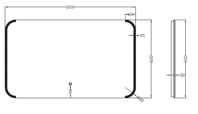 Wiesbaden Badkamerspiegel Bracket 100x60 cm - Dimbaar Led met Spiegelverwarming - 38.3781