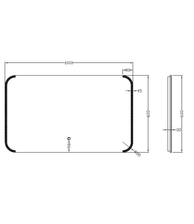 Wiesbaden Badkamerspiegel Bracket 100x60 cm - Dimbaar Led met Spiegelverwarming - 38.3781