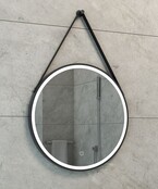 Wiesbaden Ronde Badkamerspiegel Cinto 60 cm Mat Zwart met band - Dimbaar Led met Spiegelverwarming - 38.4177