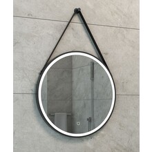 Ronde Badkamerspiegel Cinto 60 cm Mat Zwart met band - Dimbaar Led met Spiegelverwarming - 38.4177