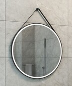 Ronde Badkamerspiegel Cinto 80 cm Mat Zwart met band - Dimbaar Led met Spiegelverwarming - 38.4178 Ronde Badkamerspiegel Cinto 80 cm Mat Zwart met band - Dimbaar Led met Spiegelverwarming - 38.4178
