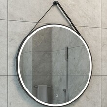 Ronde Badkamerspiegel Cinto 80 cm Mat Zwart met band - Dimbaar Led met Spiegelverwarming - 38.4178