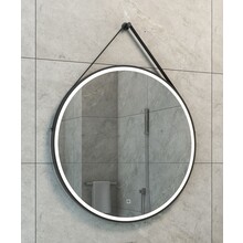 Ronde Badkamerspiegel Cinto 80 cm Mat Zwart met band - Dimbaar Led met Spiegelverwarming - 38.4178