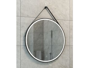 Ronde Badkamerspiegel Cinto 80 cm Mat Zwart met band - Dimbaar Led met Spiegelverwarming - 38.4178