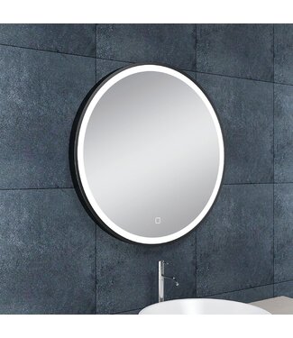 Wiesbaden Ronde Badkamerspiegel Maro 60cm Mat Zwart - Dimbaar Led Spiegelverwarming - 38.4170