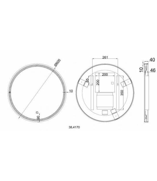 Ronde Badkamerspiegel Maro 60cm Mat Zwart - Dimbaar Led Spiegelverwarming - 38.4170