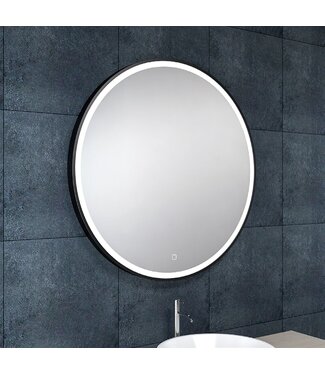 Wiesbaden Ronde Badkamerspiegel Maro 80cm Mat Zwart - Dimbaar Led Spiegelverwarming - 38.4171