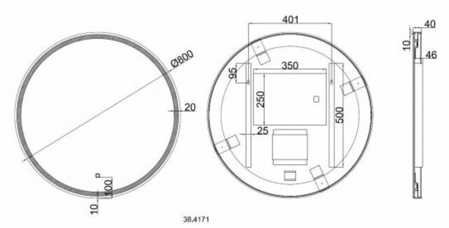 Ronde Badkamerspiegel Maro 80cm Mat Zwart - Dimbaar Led Spiegelverwarming - 38.4171 Ronde Badkamerspiegel Maro 80cm Mat Zwart - Dimbaar Led Spiegelverwarming - 38.4171