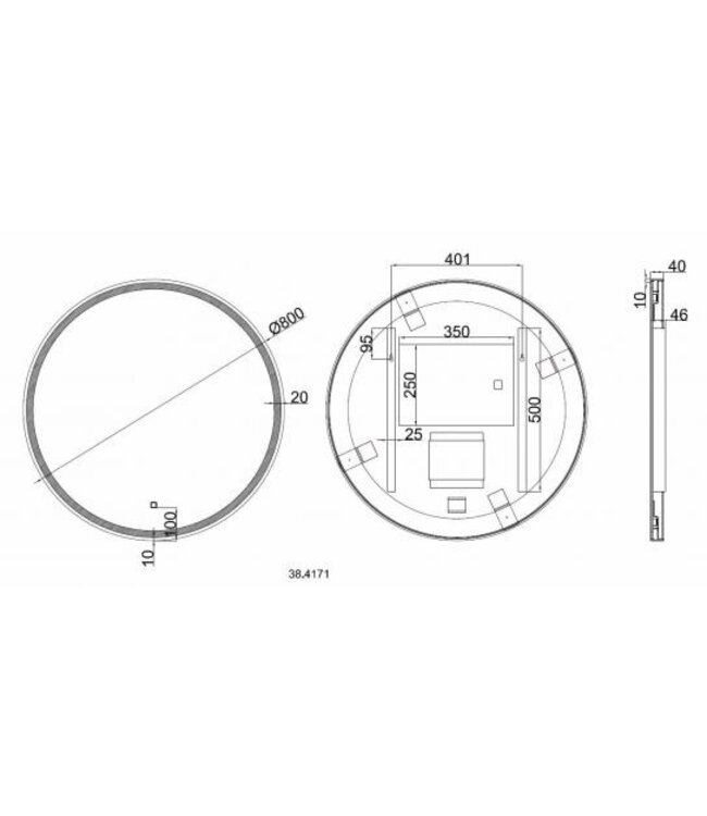 Ronde Badkamerspiegel Maro 80cm Mat Zwart - Dimbaar Led Spiegelverwarming - 38.4171