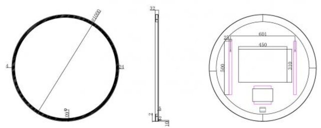 Ronde Badkamerspiegel Maro 100cm Mat Zwart - Dimbaar Led Spiegelverwarming - 38.4172