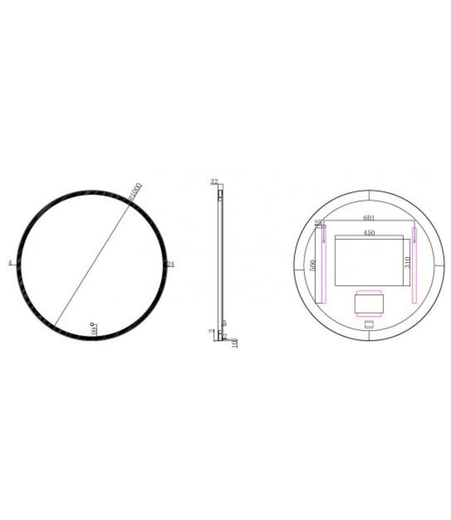 Wiesbaden Ronde Badkamerspiegel Maro 100cm Mat Zwart - Dimbaar Led Spiegelverwarming - 38.4172