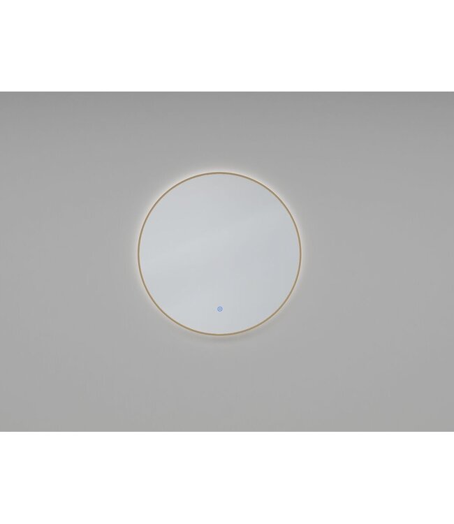 Wiesbaden Ronde Badkamerspiegel Novi 80cm Geborsteld Messing - Dimbaar Led met - 38.3708