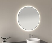 Wiesbaden Ronde Badkamerspiegel Novi 100cm Mat Zwart - Dimbaar Led met - 38.3709