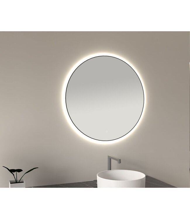 Wiesbaden Ronde Badkamerspiegel Novi 100cm Mat Zwart - Dimbaar Led met - 38.3709