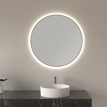 Wiesbaden Ronde Badkamerspiegel Novi 100cm Mat Zwart - Dimbaar Led met - 38.3709