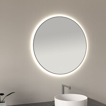 Wiesbaden Ronde Badkamerspiegel Novi 80cm Mat Zwart - Dimbaar Led - 38.3707