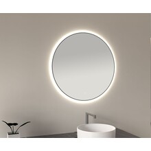 Wiesbaden Ronde Badkamerspiegel Novi 80cm Mat Zwart - Dimbaar Led - 38.3707