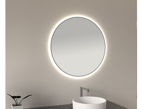 Wiesbaden Ronde Badkamerspiegel Novi 80cm Mat Zwart - Dimbaar Led - 38.3707