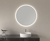 Wiesbaden Ronde Badkamerspiegel Novi 80cm Mat Zwart - Dimbaar Led - 38.3707