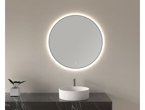 Wiesbaden Ronde Badkamerspiegel Novi 60cm Mat Zwart - Dimbaar Led - 38.3705