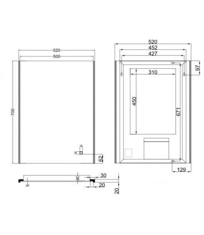Wiesbaden Badkamerspiegel Duo 50x70cm - Dimbaar Led met Spiegelverwarming - 38.4100
