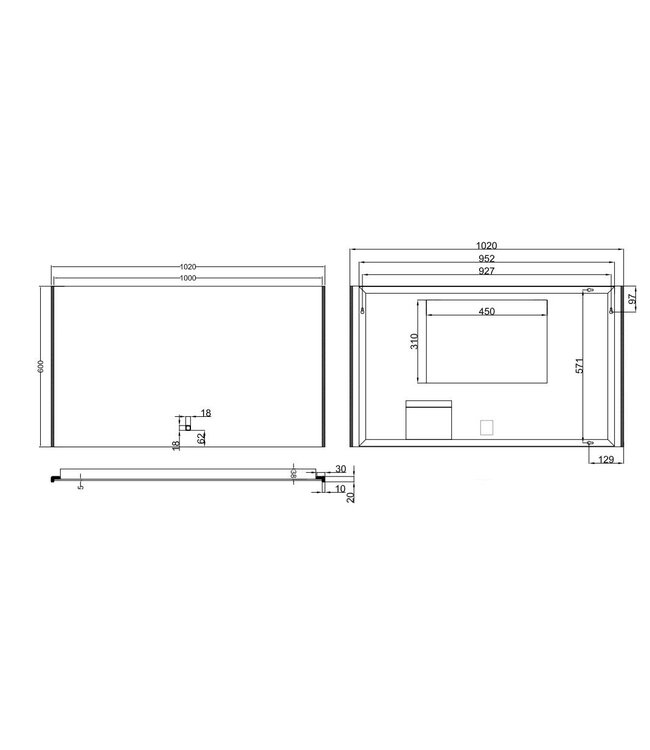 Wiesbaden Badkamerspiegel Duo 100x60cm - Dimbaar Led met Spiegelverwarming - 38.4102
