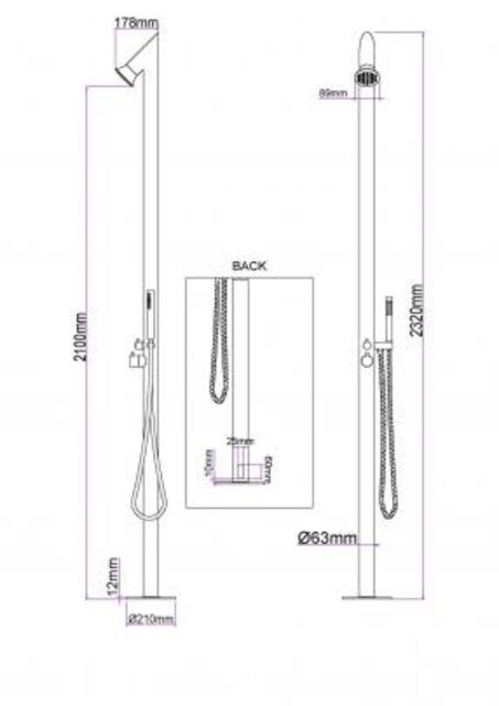 Wiesbaden Sunset buitendouche RVS -316 met handdouche en hoofddouche -  24.7000