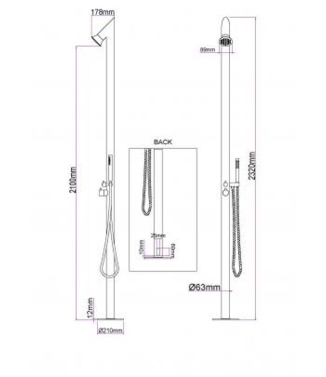 Wiesbaden Wiesbaden Sunset buitendouche RVS -316 met handdouche en hoofddouche -  24.7000