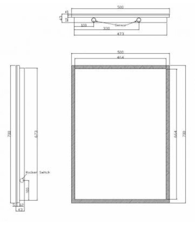 Wiesbaden Badkamerspiegel Quatro 50x70cm - Dimbaar Led met Spiegelverwarming - 38.4110