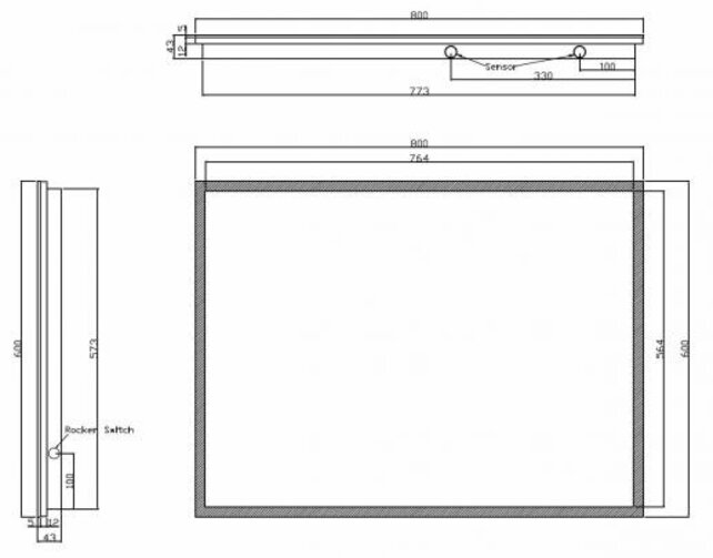 Wiesbaden Badkamerspiegel Quatro 80x60cm - Dimbaar Led met Spiegelverwarming - 38.4111 Wiesbaden Badkamerspiegel Quatro 80x60cm - Dimbaar Led met Spiegelverwarming - 38.4111