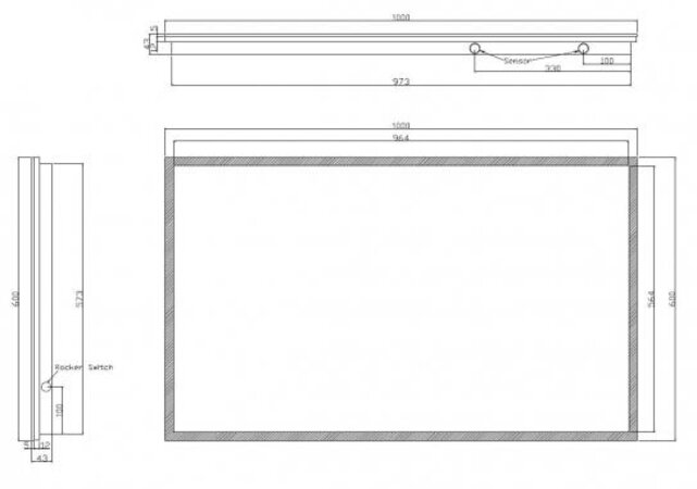 Wiesbaden Badkamerspiegel Quatro 120x60cm - Dimbaar Led met Spiegelverwarming - 38.4112