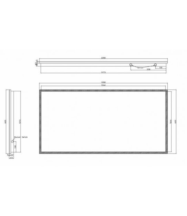 Wiesbaden Badkamerspiegel Quatro 100x60cm - Dimbaar Led met Spiegelverwarming - 38.4113