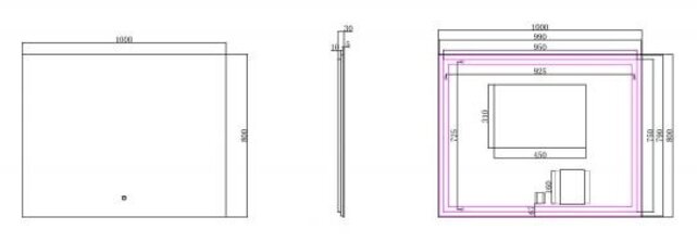 Wiesbaden Badkamerspiegel Soul 100x80cm - Dimbaar Led met Spiegelverwarming - 38.4185