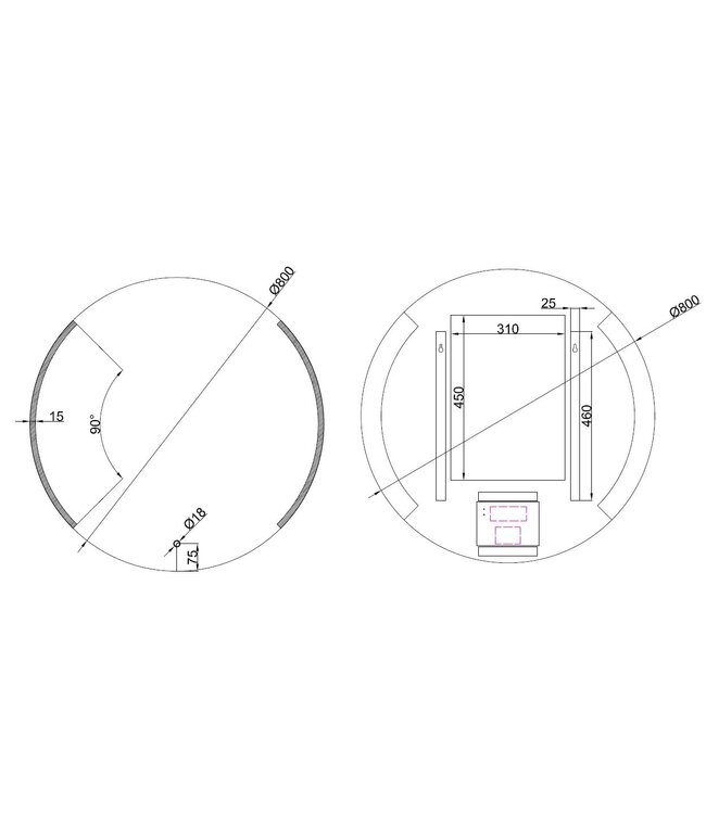 Wiesbaden Ronde Badkamerspiegel Round 80 - Dimbaar Led met Spiegelverwarming - 38.3796