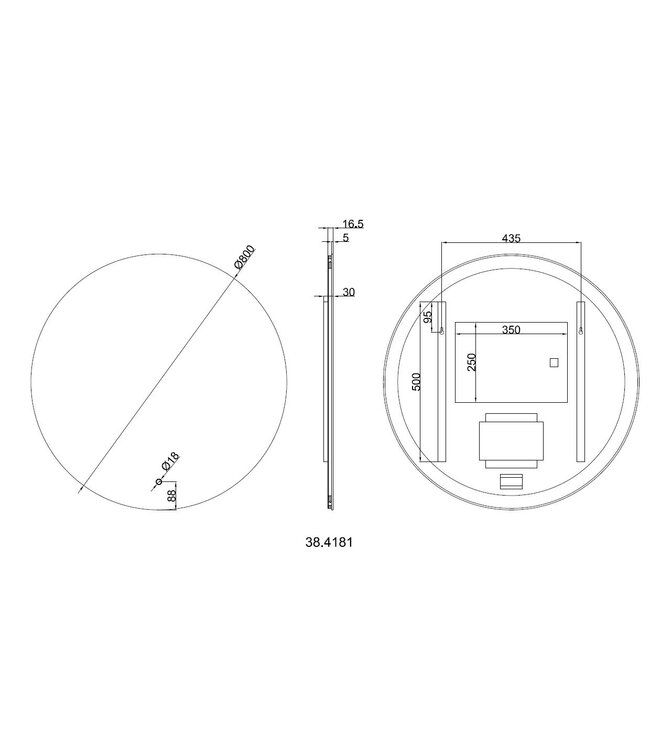 Wiesbaden Wiesbaden Ronde Badkamerspiegel Soul 80cm - Dimbaar Led met Spiegelverwarming - 38.4181