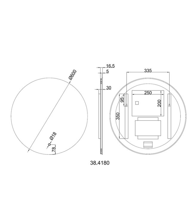 Wiesbaden Wiesbaden Ronde Badkamerspiegel Soul 60cm - Dimbaar Led met Spiegelverwarming - 38.4180