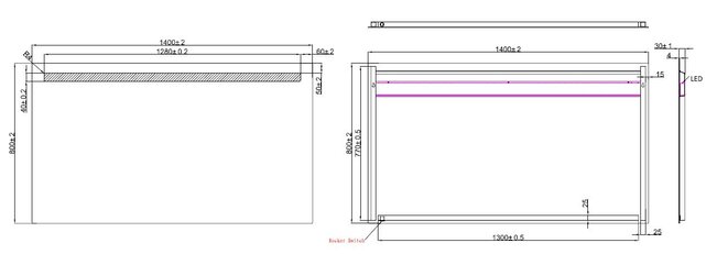 Badkamerspiegel Tigris 140x80cm met front ledverlichting - 38.3764
