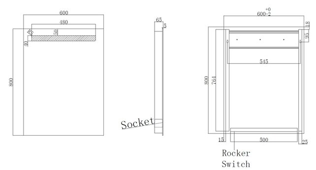 Badkamerspiegel Tigris met stopcontact 60x80cm front ledverlichting - 38.3840