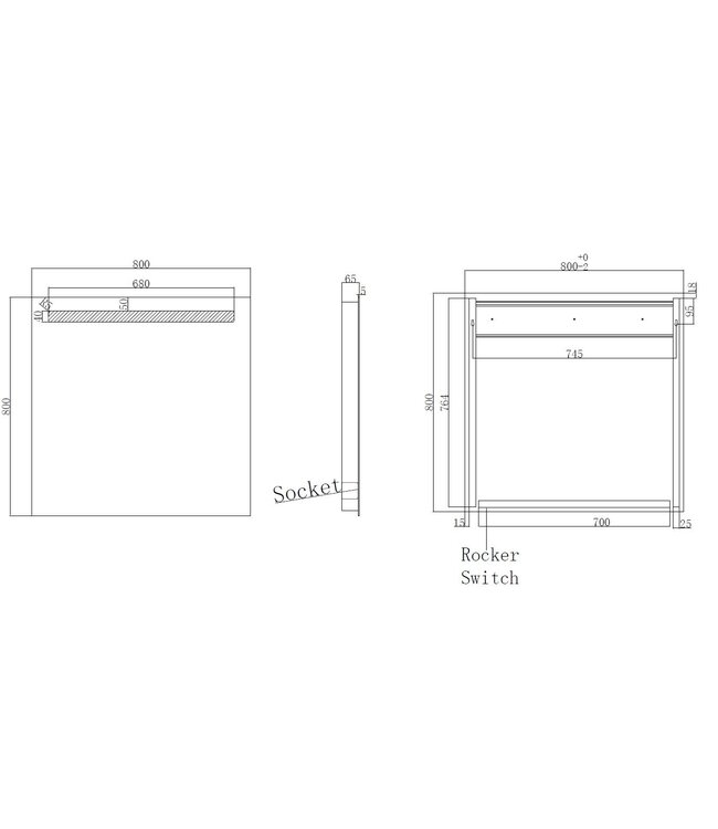 Wiesbaden Badkamerspiegel Tigris met stopcontact 80x80cm front ledverlichting - 38.3841