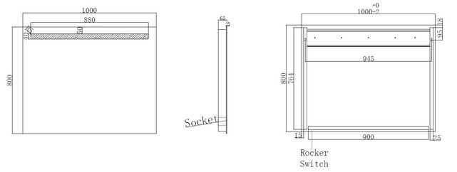 Badkamerspiegel Tigris met stopcontact 100x80cm front ledverlichting - 38.3842