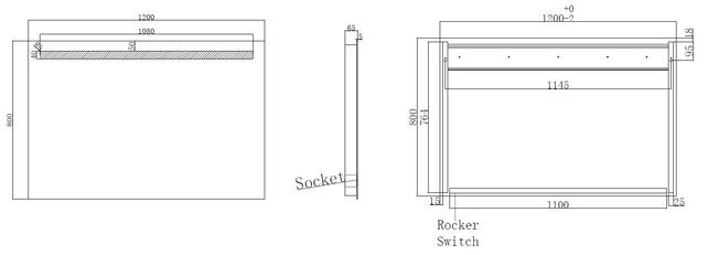 Badkamerspiegel Tigris met stopcontact 120x80cm front ledverlichting - 38.3843