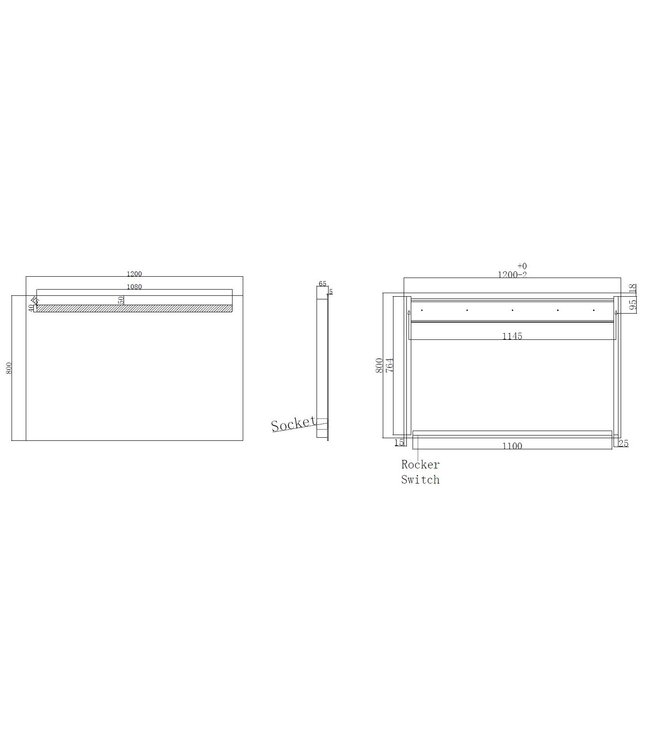 Badkamerspiegel Tigris met stopcontact 120x80cm front ledverlichting - 38.3843