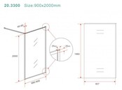 Wiesbaden Inloopdouche Square 90x200 Geborsteld Messing 8 mm nano helder glas -  20.3300
