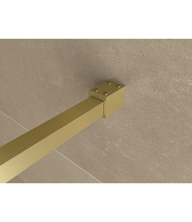 Wiesbaden Inloopdouche Square 100x200 Geborsteld Messing 8 mm nano helder glas - 20.3301