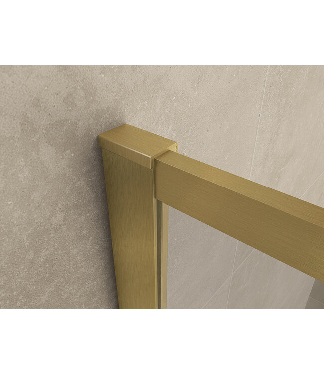 Wiesbaden Inloopdouche Square 100x200 Geborsteld Messing 8 mm nano helder glas - 20.3301