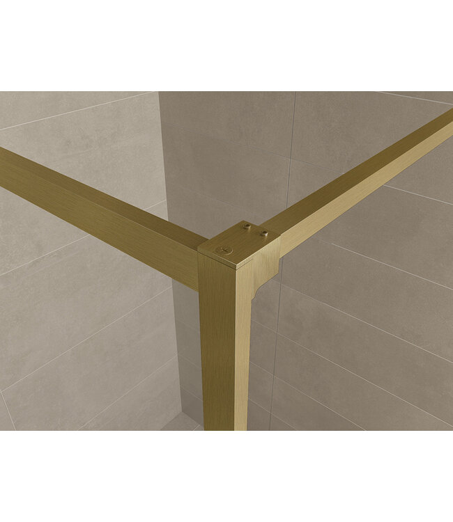 Wiesbaden Wiesbaden Inloopdouche Square 100x200 Geborsteld Messing 8 mm nano helder glas - 20.3301