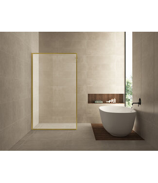 Wiesbaden Wiesbaden Inloopdouche Square 100x200 Geborsteld Messing 8 mm nano helder glas - 20.3301