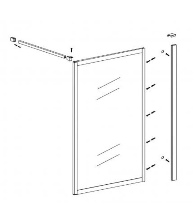 Wiesbaden Inloopdouche Square 100x200 Geborsteld Messing 8 mm nano helder glas - 20.3301