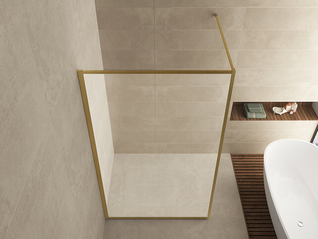 Wiesbaden Inloopdouche Square 120x200 Geborsteld Messing 8 mm nano helder glas - 20.3302