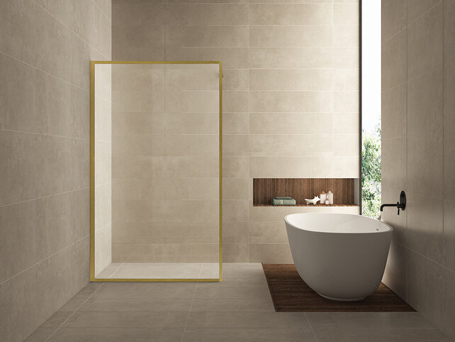 Wiesbaden Inloopdouche Square 120x200 Geborsteld Messing 8 mm nano helder glas - 20.3302